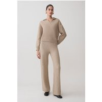 Evan Knit Wide Leg Pants / Beige Marle | MESHKI | XXS | Meshki UK