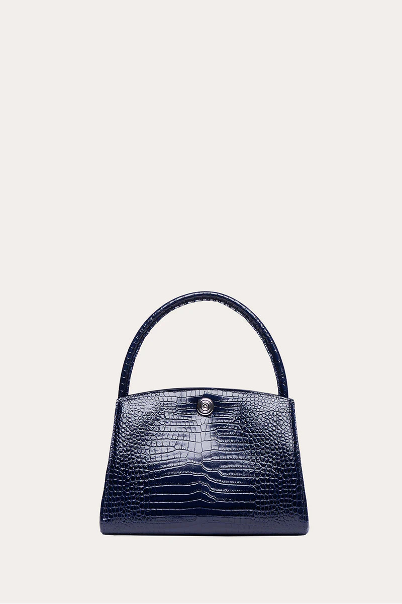 Pushlock Lady Bag Navy Croc | LITTLE LIFFNER