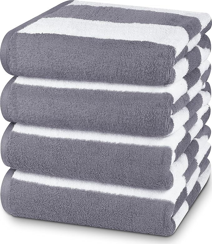 Utopia Towels Cabana Stripe Beach Towels, Grey, (30 x 60 Inches) - 100% Ring Spun Cotton Large Po... | Amazon (US)