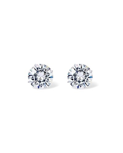 PAVOI 14K Real White Gold Moissanite Stud Earrings for Wo| 1.6 Carat Round Lab Created Moissanite Stone Solid Gold Stud Earrings | 6 Millimeters | Amazon (US)