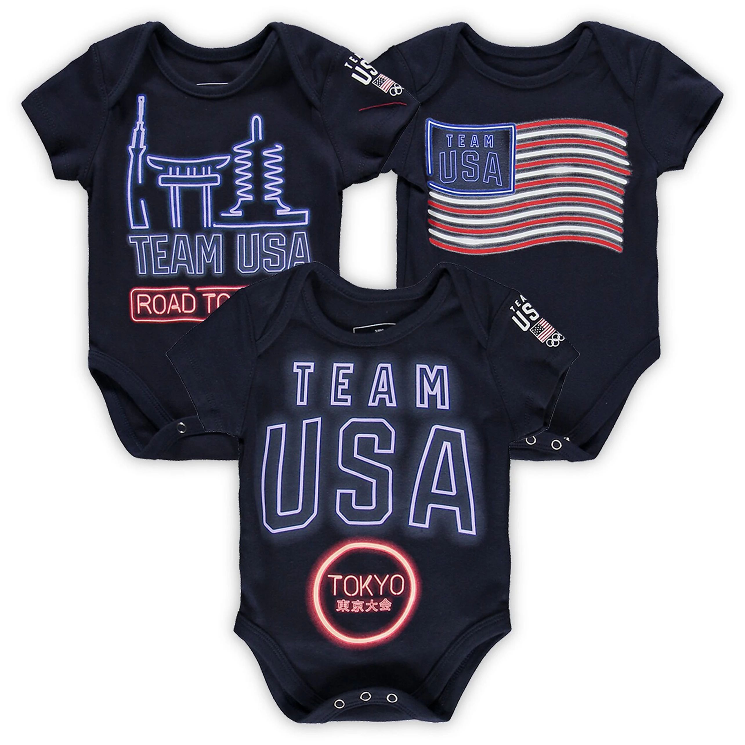 Newborn & Infant Navy Team USA 2020 Summer Olympics Neon Lights Bodysuit Set | Kohl's