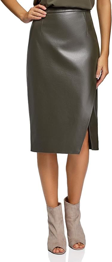 oodji Ultra Women's Faux Leather Midi Skirt | Amazon (US)