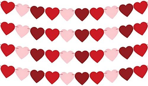 Heart Garland Decorations for Valentines Decor - Red,Rose Red Pink Color, NO DIY | Valentines Hea... | Amazon (US)