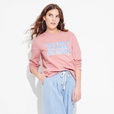 Women's Shania Twain That Don't Impress Me Much Graphic Sweatshirt - Pink | Target