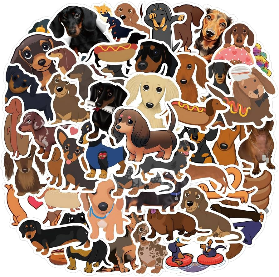 60PCS Dachshund Stickers, Dog Stickers Sausage Dog Vinyl Waterproof Decals for Water Bottle Lapto... | Amazon (US)