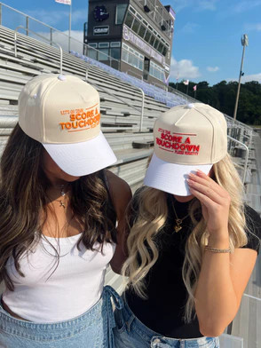 Score a Touchdown Plz Hurry - White Vintage Trucker Hat | KenzKustomz