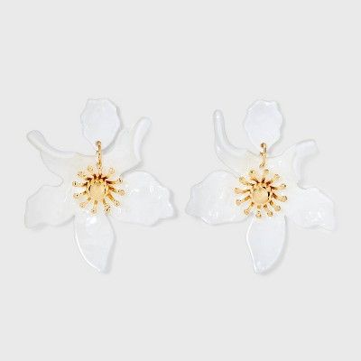 Flower Resin Earrings - A New Day™ White | Target
