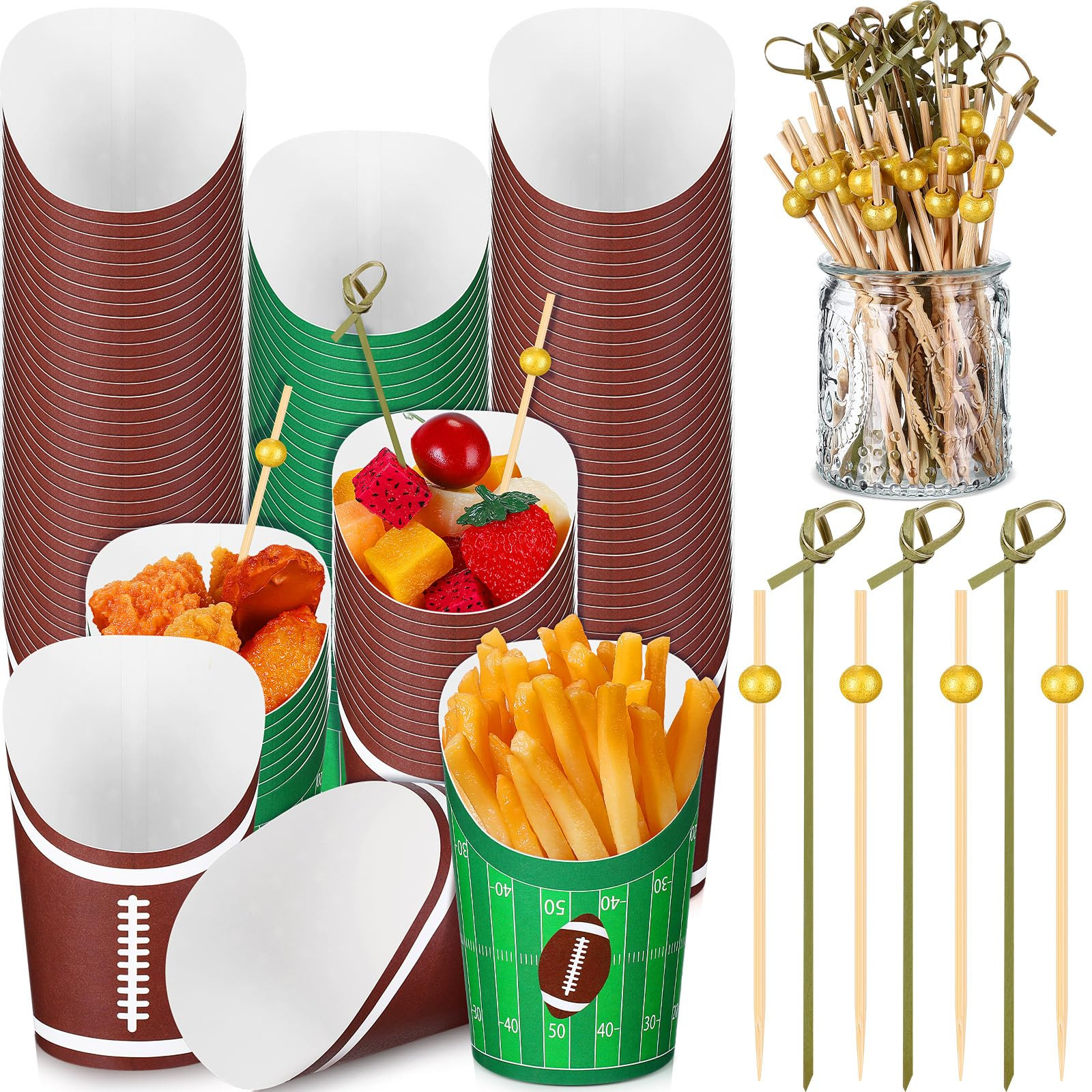 100 Sets Football Tailgate Charcuterie Cups With Cocktail Picks - 12 oz Disposable Paper French F... | Amazon (US)