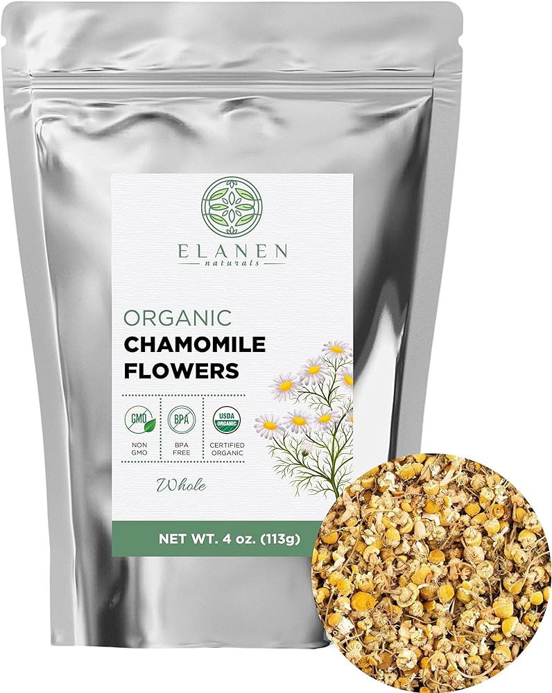 Organic Chamomile Flowers 4 oz. (113g), USDA Certified Organic Chamomile Tea Loose Leaf, Camomile... | Amazon (US)
