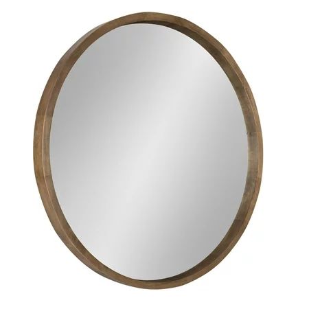 Kate and Laurel - Hutton Round Decorative Wood Frame Wall Mirror, 30 Inch Diameter, Walnut - Walm... | Walmart (US)