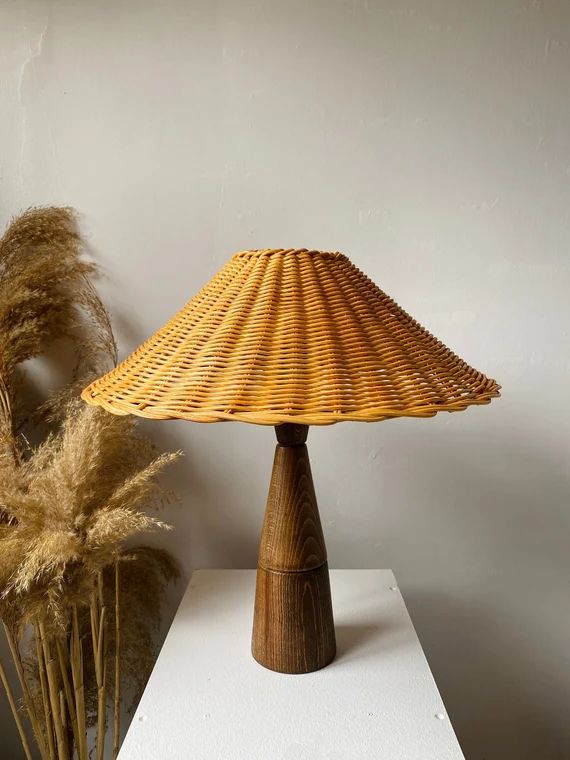 FUNGAL Rattan Table Lampshade With Wood Base  Wicker Table | Etsy | Etsy (US)