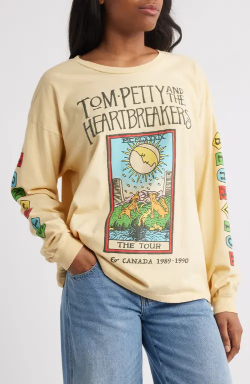 Daydreamer Tom Petty Strange Behavior Long Sleeve Cotton Graphic T-Shirt in Butter Yellow at Nordstrom, Size X-Small | Nordstrom