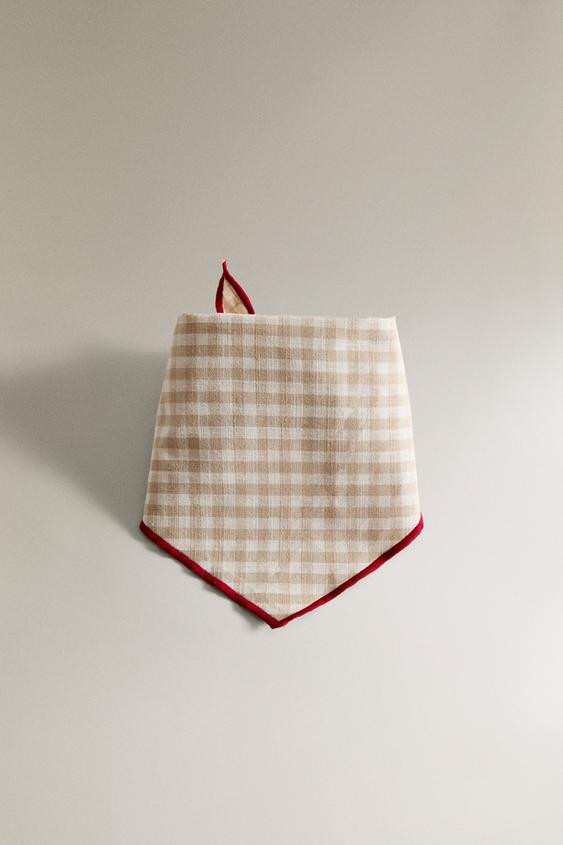 LINEN COTTON CHECKED PET BANDANA | Zara US