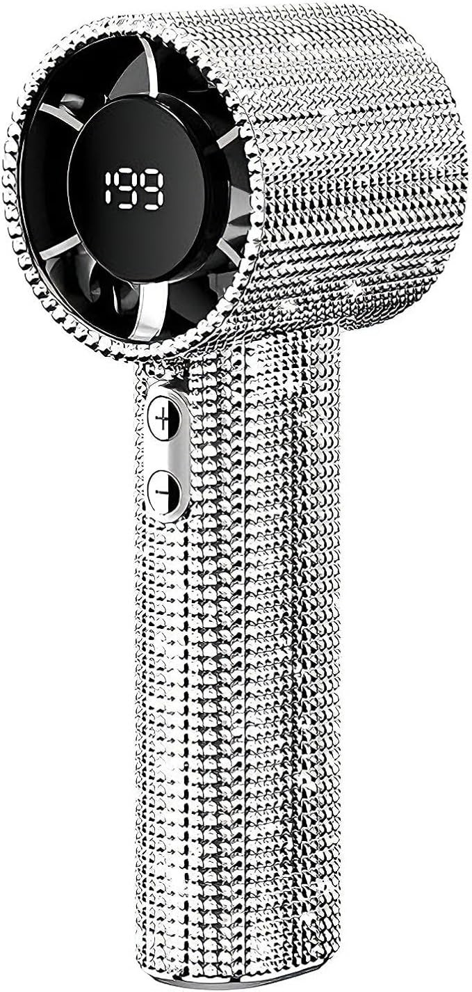 Luxury Full Diamond High-Speed Handheld Fan, Portable, USB-C Rechargeable Turbo Fan, Digital Disp... | Amazon (US)