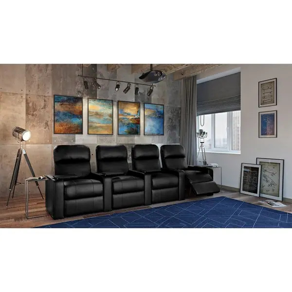 Octane Turbo XL700 Power Leather Home Theater Seating Set (Row of 4) | Bed Bath & Beyond