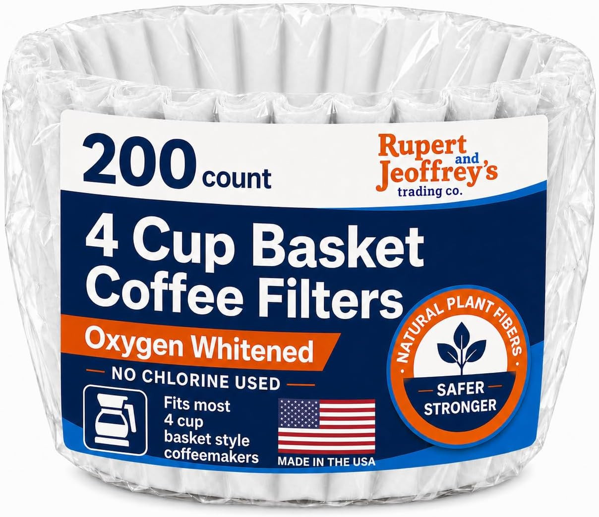 4 Cup Basket Coffee Filters (200, White) | Amazon (US)