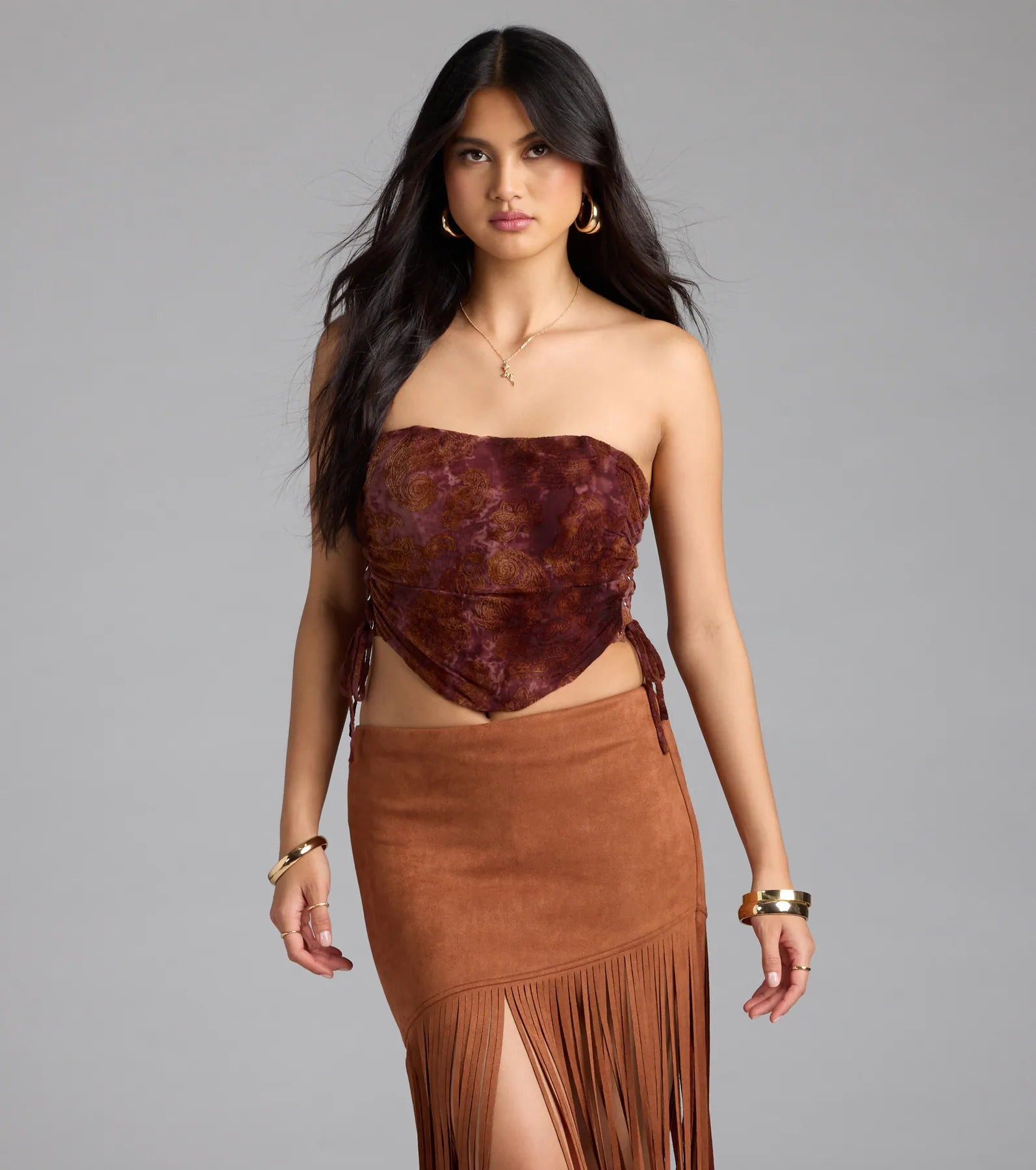 Romantic Nights Lace-Up Paisley Corset Top | Windsor Stores