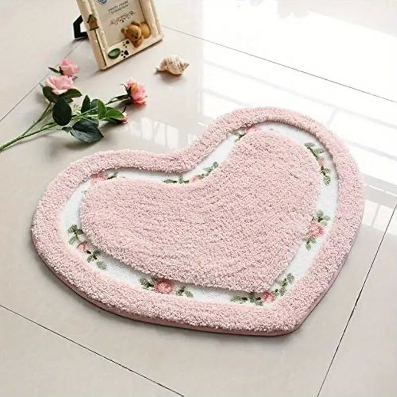 Pretty Floral Rose Heart Shape Bathroom Mat Super Soft   - Temu Canada | Temu Affiliate Program