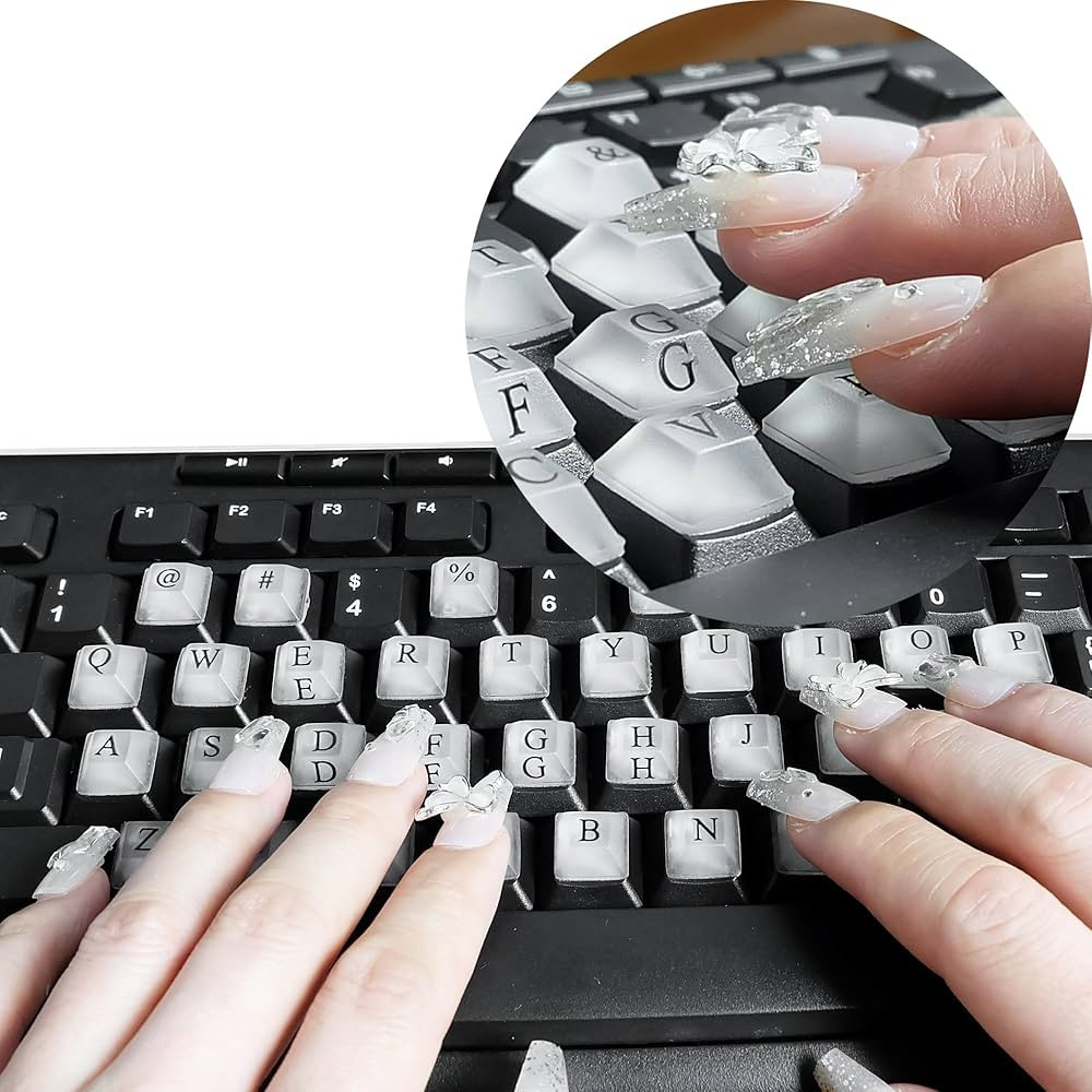 DIY Raised Keyboard Sticker with Letter Decals for Long Nails, 80 Pcs Adhesive Keycap Riser for N... | Amazon (US)