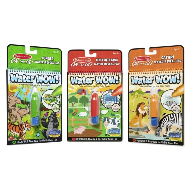 Melissa & Doug On the Go Water Wow! Reusable Color with Water Activity Pad 3-Pack, Jungle, Safari... | Walmart (US)