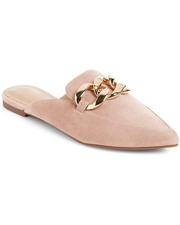 Juliet Holy Womens Mules Flats Pointed Toe Backless Loafers Slip on Metal Chain Slides | Amazon (US)