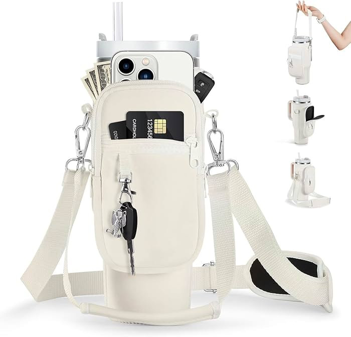 linmaya Water Bottle Carrier Bag with Phone Pocket for Stanley Cup 40/30oz,Insulated Neoprene Wat... | Amazon (US)