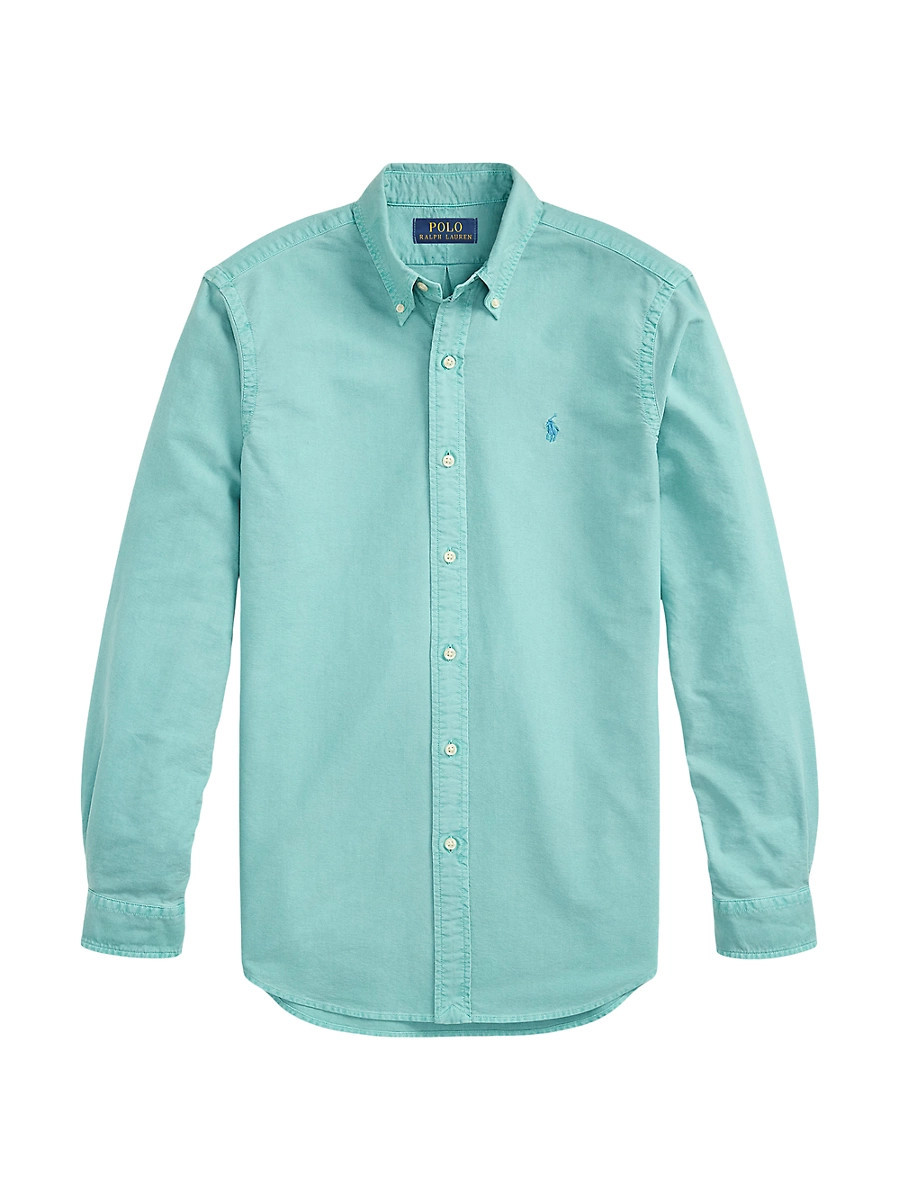 Men's Classic-Fit Garment-Dyed Oxford Shirt - Deep Seafoam - Size XXL | Saks Fifth Avenue