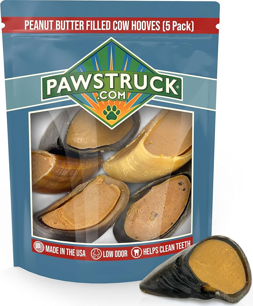 Pawstruck Peanut Butter Filled Cow Hooves for Dogs - Made in The USA Dog Dental Treats & Dog Chew... | Amazon (US)