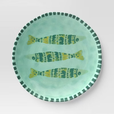 Coastal 9" Stoneware Dinner Plate Green Fish - Threshold™ | Target