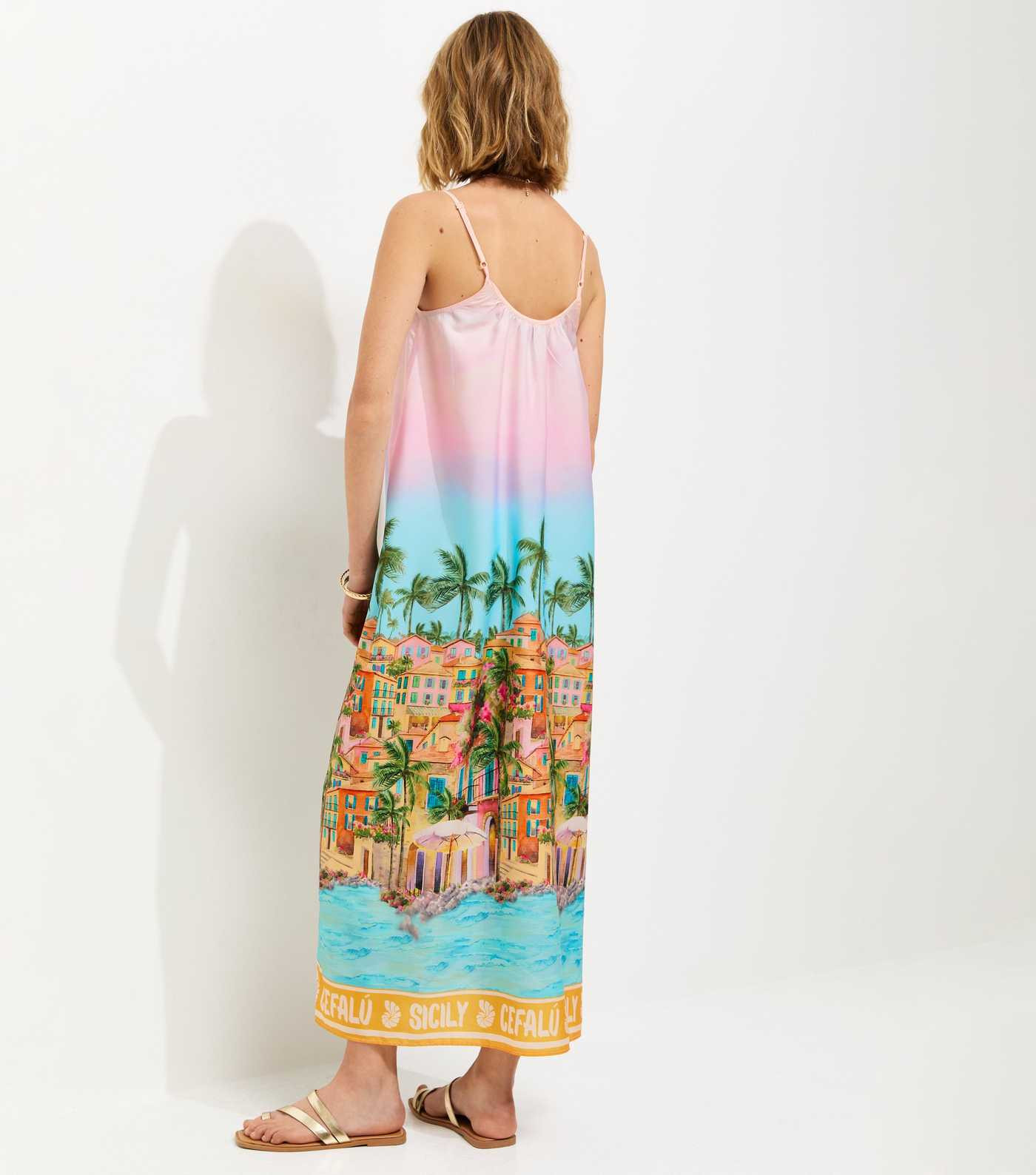 Pink Sicily Print Strapppy Midi Dress | New Look | New Look (UK)