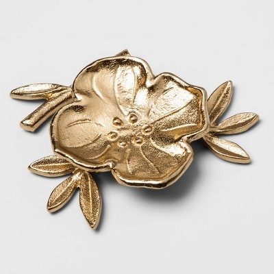 4.4" x 1.1" Decorative Cast Metal Floral Dish Gold - Opalhouse™ | Target