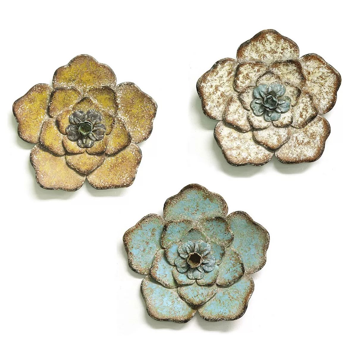 Set of 3 Rustic Flower Wall Decoration 8.25" | Kohl's