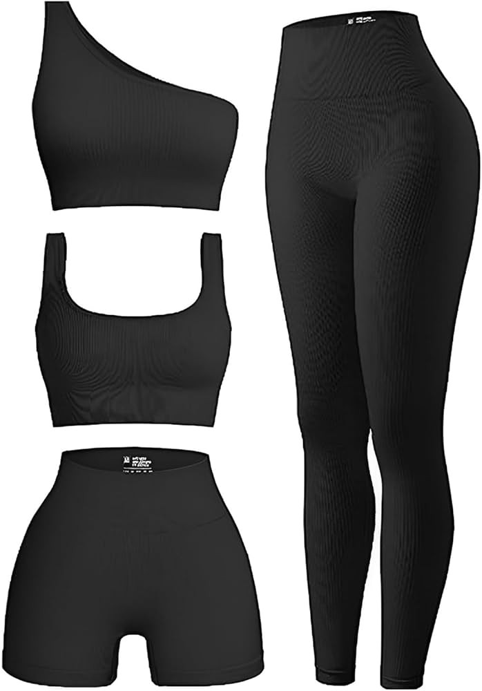 4 Piece Workout Sets For Women Ribbed Leggings Clothes Yoga Sets Active Wear Matching Work Out Se... | Amazon (CA)