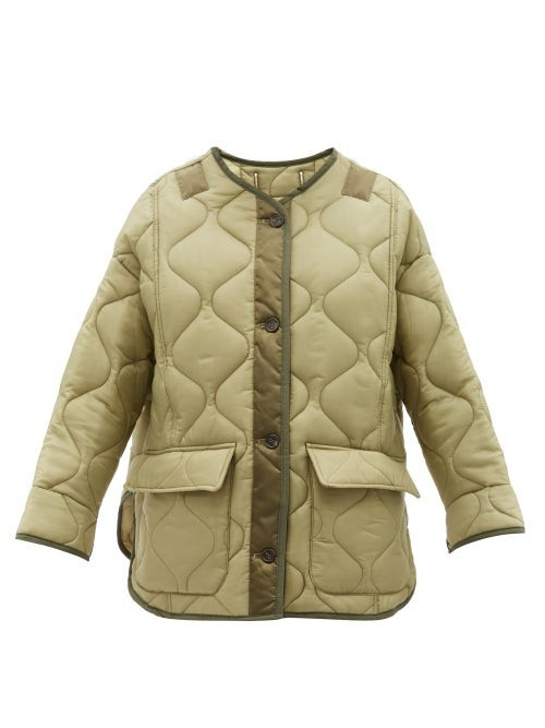 The Frankie Shop - Teddy Oversized Quilted-shell Jacket - Womens - Khaki | Matches (US)
