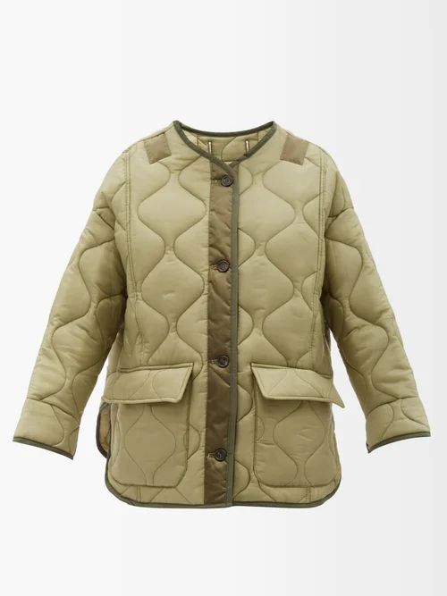The Frankie Shop - Teddy Oversized Quilted-shell Jacket - Womens - Khaki | Matches (US)