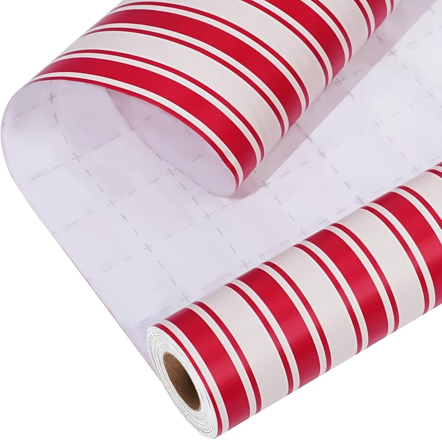 LaRibbons Christmas Wrapping Paper Roll, Classic Red & White Striped Gift Wrap for Christmas, Hol... | Amazon (US)