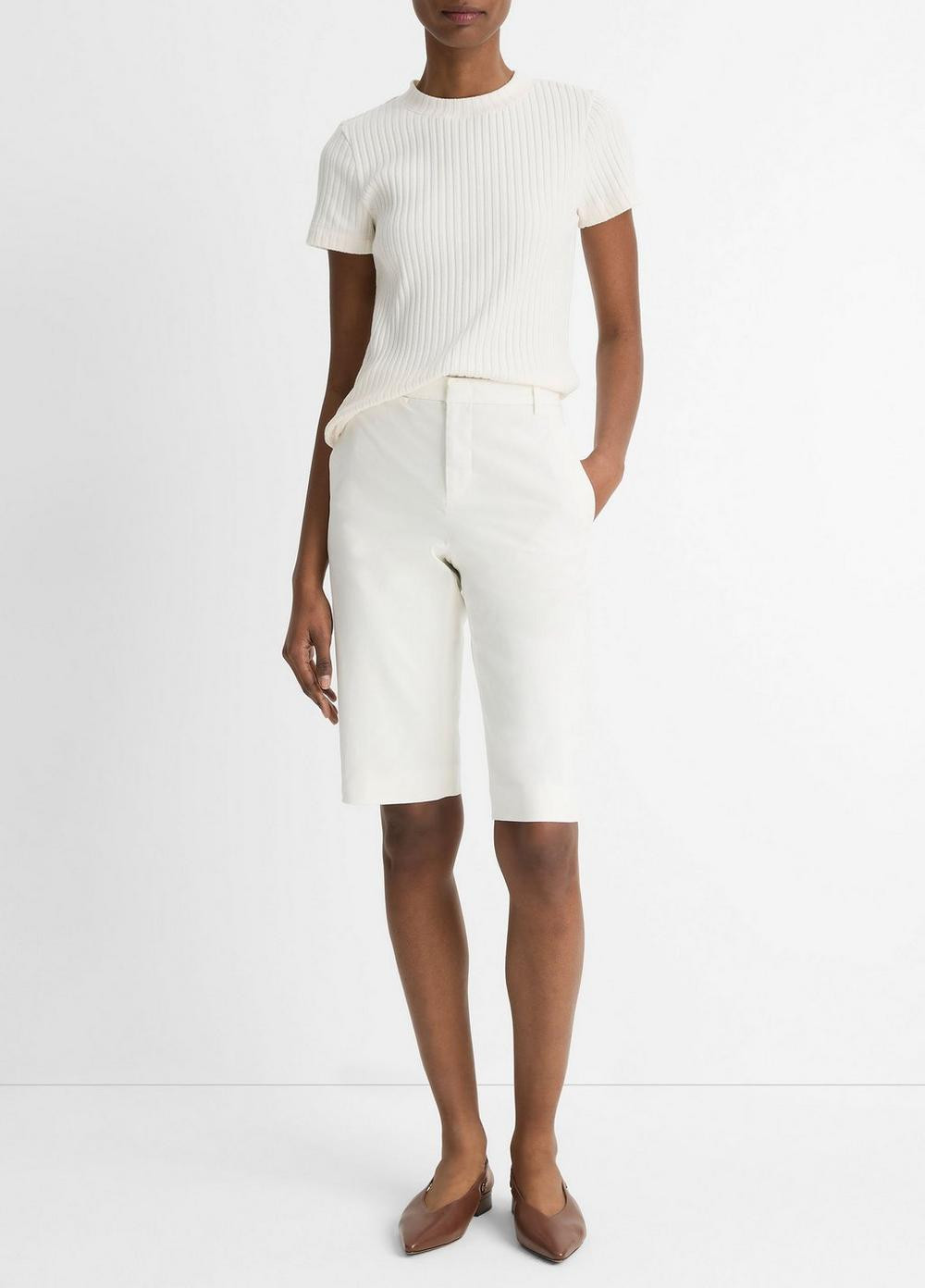 Women's Italian Stretch-cotton Chino Short, Off White, Size 16 Vince | Vince LLC