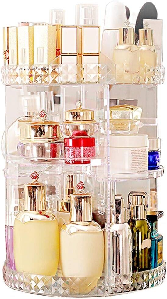 Makeup Organizer 360 Degree Rotating 7 Adjustable Layers Large Capacity Cosmetic Organizer Transp... | Amazon (US)