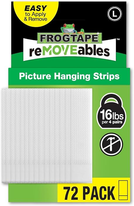 FrogTape reMOVEables Large Picture Hanging Strips, 72 Pairs- 16lbs per 4 Pairs, Damage-Free Remov... | Amazon (US)