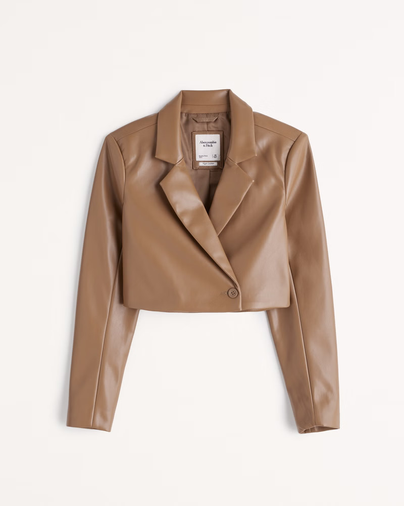 Cropped Vegan Leather Blazer | Abercrombie & Fitch (US)