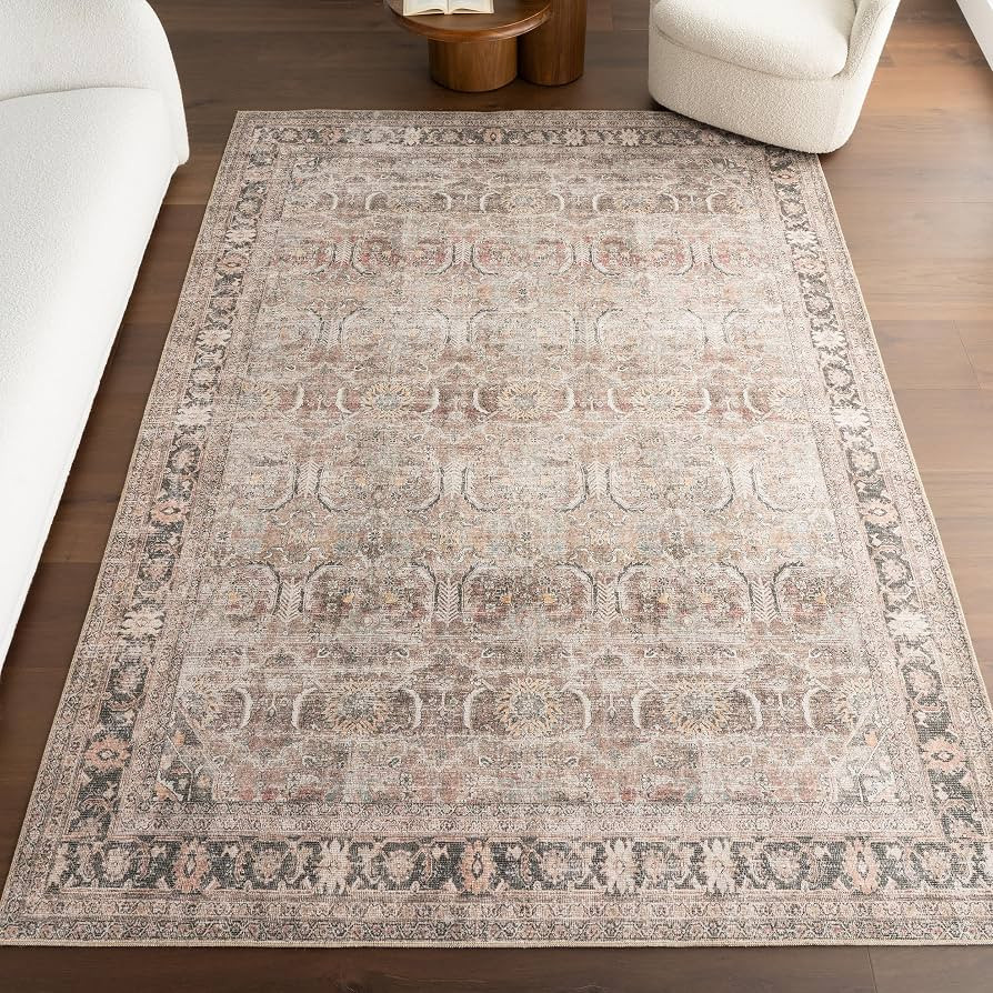 Nuloom Hillstone Collection Deidra Light Brown/Ivory, 6'7" x 9', Vintage Medallion, Soft and Cozy... | Amazon (US)