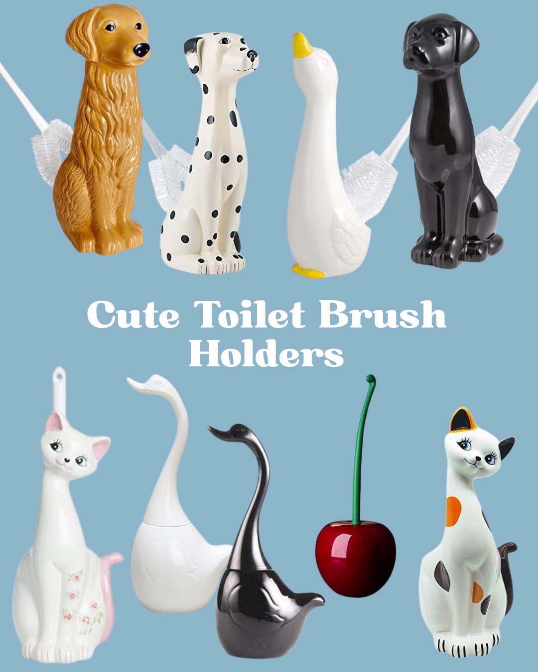 So many people have loved the Dalmatian toilet brush holder in our powder room, so I rounded up some other amazing options. If you have to have a toilet brush, it may as well be cute 😉 Any of these are a perfect accessory for a bathroom! 

#LTKFindsUnder100 #LTKHome #LTKFindsUnder50