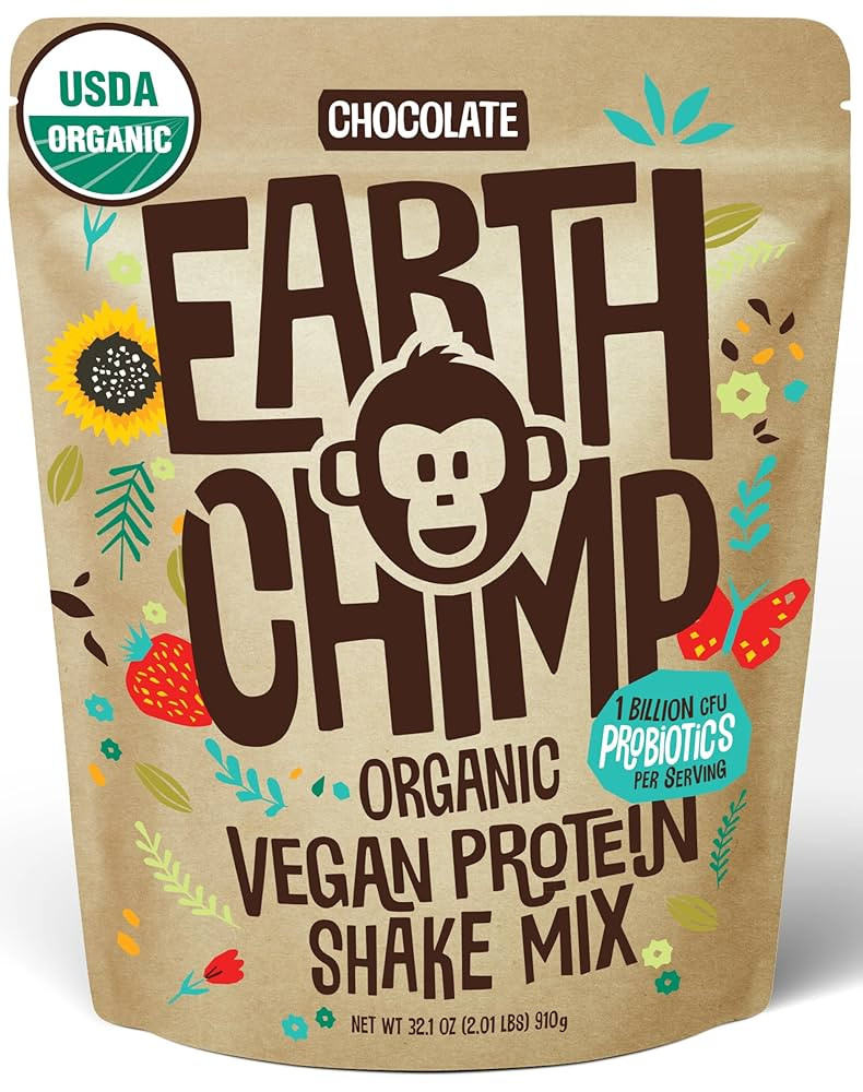 EarthChimp Organic Vegan Protein Powder - with Probiotics - Non GMO, Dairy Free, Non Whey, Plant ... | Amazon (US)