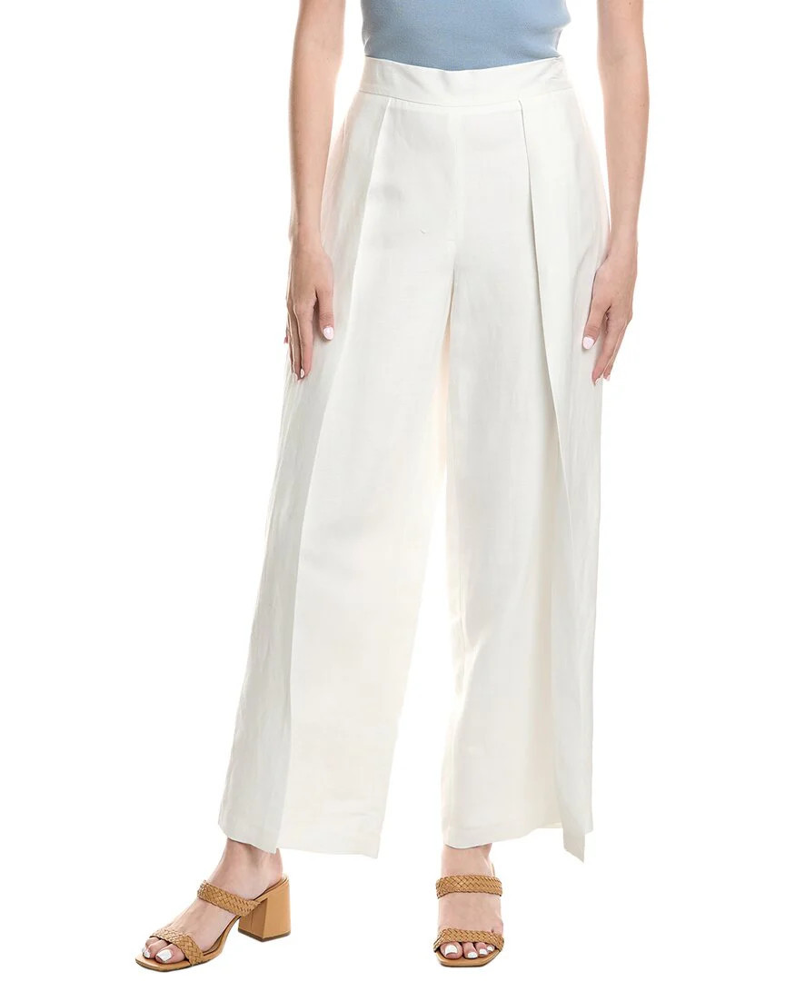 Anne Klein Pleated Linen-Blend Pant | Shop Simon