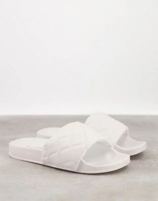 Truffle Collection quilted pool sliders in white | ASOS (Global)