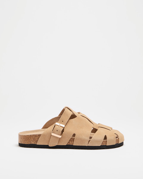 Womens Caged Leather Moulded Cork Sandal - Nita - Taupe | Target AU
