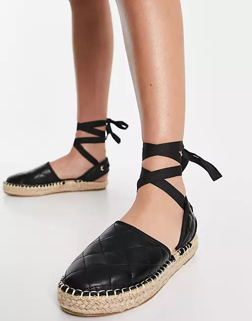 Truffle Collection tie leg espadrille shoes in black | ASOS (Global)