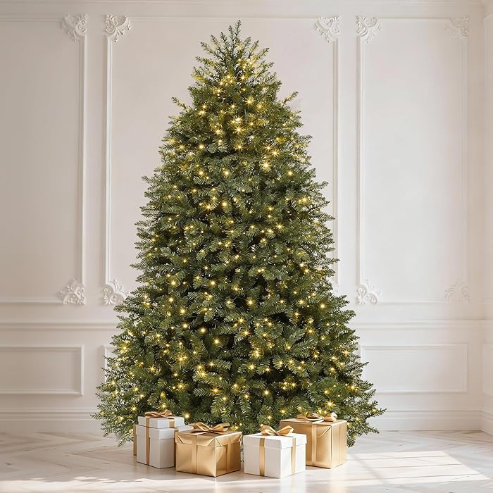 DWVO 6ft Pre-Lit Christmas Tree, Bell-Shaped Artificial Pine Christmas Tree with 11 Light Modes, ... | Amazon (US)