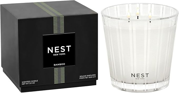 NEST New York Scented 3-Wick Candle, Bamboo - 21.2 oz - Up to 100-Hour Burn Time - Reusable Glass... | Amazon (US)