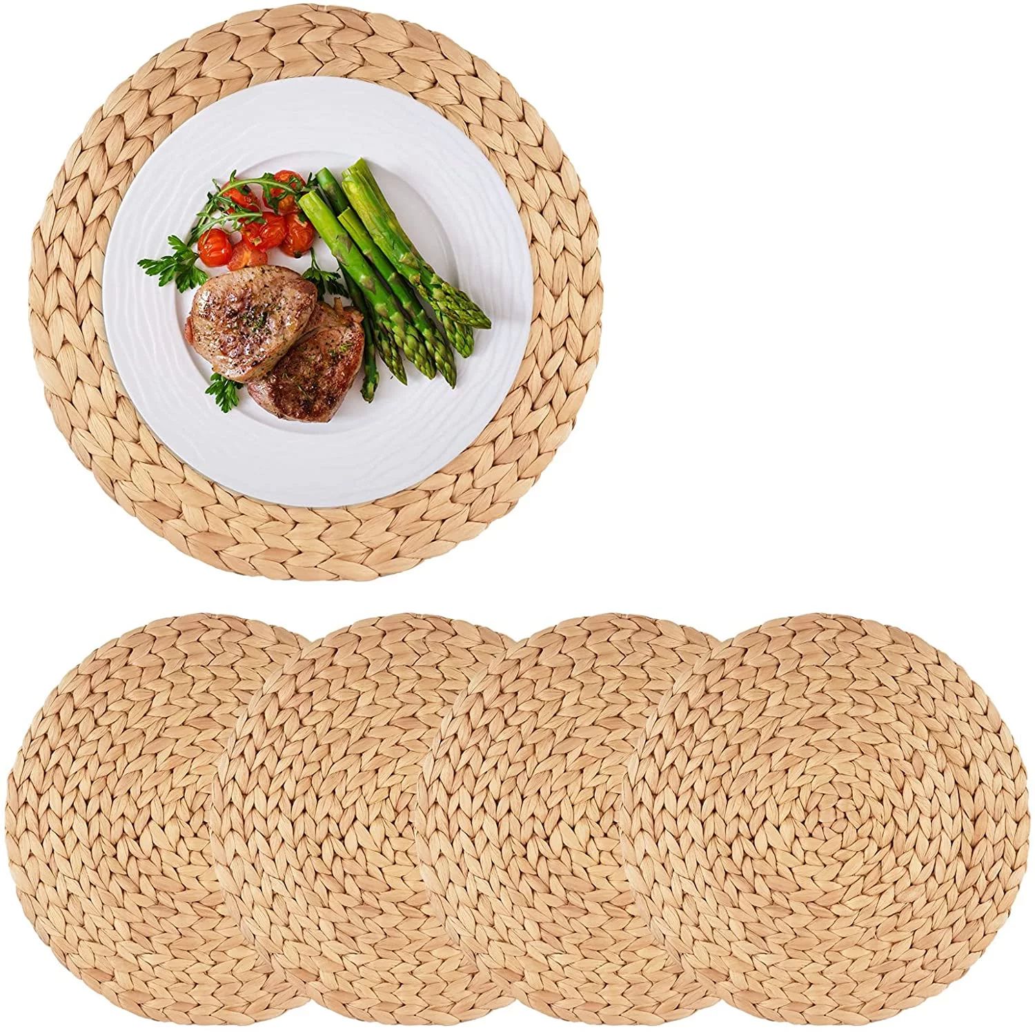 NOGIS Round Placemats Set of 4, Water Hyacinth Placemats Round, Boho Placemats, Farmhouse Placema... | Walmart (US)